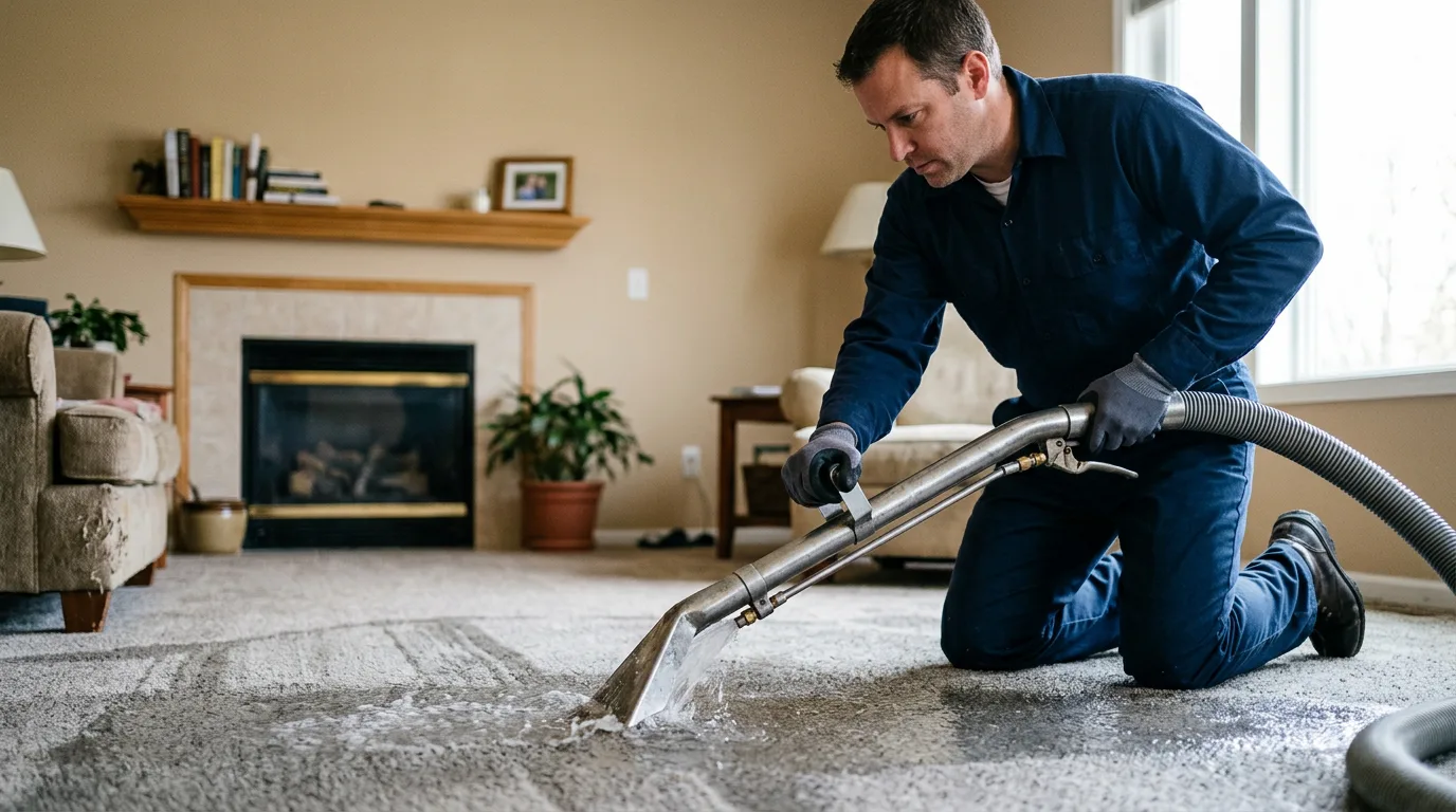 Water damage restoration technician working near New Milford, PA